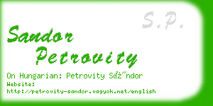 sandor petrovity business card